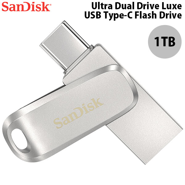 オールメタルの2イン1フラッシュドライブ 【クーポン有★マラソン限定】 SanDisk 1TB Ultra Dual Drive Luxe USB Type-C (USB 3.1 Gen 1 / USB 3.0) Flash Drive 海外パッケージ # SDDDC4-1T00-G46 サンディスク (フラッシュメモリー) [PSR]