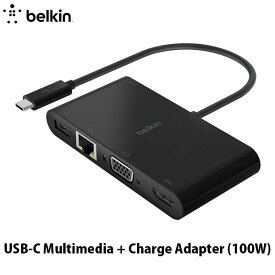 BELKIN USB-C マルチメディア + USB-C 100W PD対応 変換アダプタ(LANポート、HDMI、VGA, USB-A、USB-C) # AVC004btBK ベルキン (USB Type-C アダプタ)