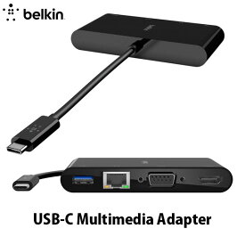 BELKIN USB-C マルチメディア変換アダプタ(LANポート、HDMI、VGA, USB-A) # AVC005btBK ベルキン (USB Type-C アダプタ)