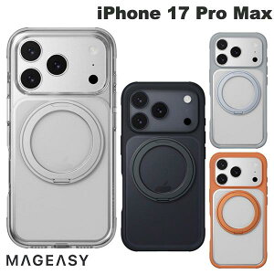 iPhone17ProMax �����O�P�[�X �����O�X�^���h �N���A�P�[�X �~�b�h�i�C�g �~�X�g �I�����W MagEasy iPhone 17 Pro Max MagStand 360 M C MagSafe�Ή� �X�^���h�t�� �ϏՌ��P�[�X �}�O�C�[�W�[ (�X�}�z�P�[�X�E�J