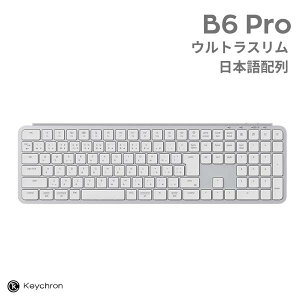 Keychron B6 Pro Mac���{��z�� �L�� / Bluetooth 5.2 / 2.4GHz ���C�����X ���Ή� �t���T�C�Y �V�U�[�X�C�b�` �E���g���X���� ���C�����X�L�[�{�[�h �V���o�[ # B6P-K14-JIS �L�[�N���� (�L�[�{�[�h)