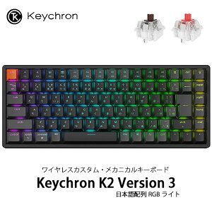 Keychron K2 Version 3 QMK Mac���{��z�� �L�� / Bluetooth 5.2 ���C�����X ���Ή� �e���L�[���X Keychron Super �X�C�b�` �z�b�g�X���b�v RGB���C�g ���J�j�J���L�[�{�[�h �L�[�N���� (Bluetooth�L�[�{�[�h)