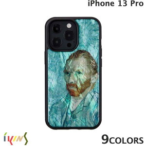 Ikins iPhone 13 Pro 天然貝ケース アイキンス (スマホケース・カバー) 和風 貝殻 キラキラ フェルメール ゴッホ ゴーギャン クリムト モネ 葛飾北斎 世界の名画 洋画 絵画 ブルー 青
