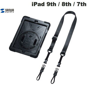 SANWA iPad 9th / 8th / 7th ϏՌP[X nh X^h V_[xgt # PDA-IPAD1617BK TTvC (iPadJo[EP[X)