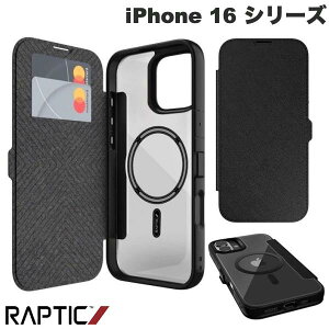 iPhone 16 P[X 蒠^ wʃNA  RAPTIC iPhone 16 / 16 Pro / 16 Plus / 16 Pro Max Urban Folio MagSafeΉ 蒠^P[X Black veBbN J[h [