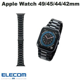 エレコム Apple Watch 49 / 45 / 44 / 42mm バンド セラミック ステンレス 3連タイプ ブラック # AW-44BDCE3BK エレコム (アップルウォッチ ベルト バンド)