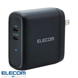 エレコム AC充電器 USB充電器 PD対応 合計68W USB Type-C 2ポート スイングプラグ ブラック # MPA-ACCP24BK エレコム (電源アダプタ・USB)