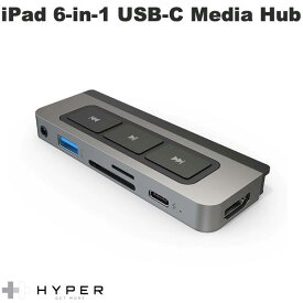 HYPER++ HyperDrive iPad 6-in-1 USB-C Media Hub PD対応 HDMI SD / micro SD 3.5mmオーディオ USBハブ スペースグレー # HP-HD449 ハイパー (USB-C ハブ) メディアキー YouTube 動画