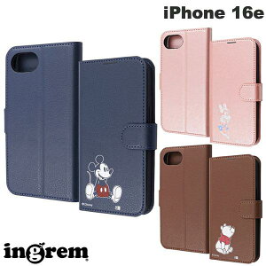 iPhone 16e ケース 手帳 手帳型 ディズニー ミッキー ミニー プーさん ingrem iPhone 16e ディズニー 衝撃吸収 マグネットベルト シンプル 手帳型レザーケース イングレム (スマホケース・カバー)
