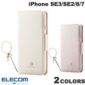 [ネコポス送料無料] エレコム iPhone SE 第3世代 / SE 第2世代 / 8 / 7 レザーケース 手帳型 Enchante'e 磁石付き リング付き ホワイト (スマホケース・カバー)