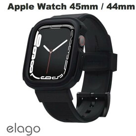elago Apple Watch 45mm Series 9 / 8 / 7 / 44mm SE 第2世代 / SE / 6 / 5 / 4 バンド一体型 ARMOR CASE Black # EL_W45CSTPAH_BK エラゴ (アップルウォッチケース カバー)