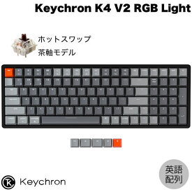 Keychron K4 V2 Mac英語配列 有線 / Bluetooth 5.1 ワイヤレス 両対応 ホットスワップ Gateron G Pro テンキー付き 茶軸 100キー RGBライト メカニカルキーボード # K4-J3-US キークロン (Bluetoothキーボード) 【国内正規品】