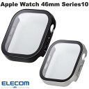 エレコム Apple Watch 46mm Series 10 フルカバーケース プレミアムガラス 高透明 防水 (アップルウォッチケース カバー)