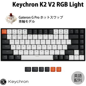 Keychron K2 V2 Mac英語配列 有線 / Bluetooth 5.1 ワイヤレス 両対応 テンキーレス ホットスワップ Gateron G Pro 茶軸 84キー RGBライト メカニカルキーボード # K2-C3H-US キークロン (Bluetoothキーボード) 【国内正規品】