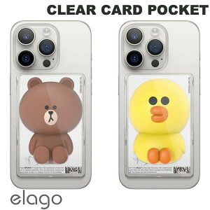 elago LINE FRIENDS CLEAR CARD POCKET �J�[�h���[�|�P�b�g iPhone with MagSafe �G���S (�J�[�h�P�[�X)