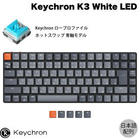 Keychron K3 V2 Mac日本語配列 有線 / Bluetooth 5.1 ワイヤレス 両対応 テンキーレス ロープロファイル オプティカル ホットスワップ Keychron 青軸 87キー White LEDライト メカニカルキーボード # K3-D2-JIS キークロン
