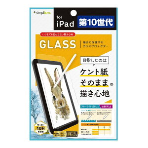 [ネコポス送料無料] Simplism 10.9インチ iPad 第10世代 いつまでもすり減らないケント紙の様な描き心地 ブルーライト低減 画面保護強化ガラス 反射防止 # TR-IPD2210-GL-B3PLBG シンプリズム [PSR]