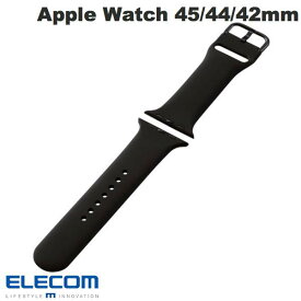 [ネコポス送料無料] エレコム Apple Watch 45 / 44 / 42mm バンド シリコン ブラック # AW-45BDSCBK エレコム (アップルウォッチ ベルト バンド)