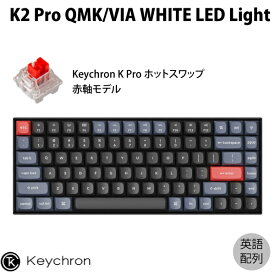 【あす楽】 Keychron K2 Pro QMK/VIA Mac英語配列 有線 / Bluetooth 5.1 ワイヤレス 両対応 テンキーレス ホットスワップ Keychron K Pro 赤軸 84キー WHITE LEDライト メカニカルキーボード # K2P-G1-US キークロン
