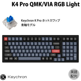 Keychron K4 Pro QMK/VIA Mac英語配列 有線 / Bluetooth 5.1 ワイヤレス 両対応 ホットスワップ Keychron K Pro テンキー付き 青軸 100キー RGBライト メカニカルキーボード # K4P-H2-US キークロン (Bluetoothキーボード)