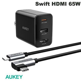 AUKEY USB充電器 Swift HDMI 65W 画像出力対応 USB A / USB Type-C / HDMI 各1ポート PD対応 ブラック # PA-H60-BK オーキー (USB-C電源アダプタ) Nintendo Switchドック テレビモード機能