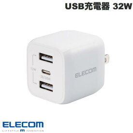 エレコム AC充電器 USB充電器 USB Power Delivery対応 32W USB-C 1ポート USB-A 2ポート スイングプラグ ホワイト # MPA-ACCP4032WH エレコム (電源アダプタ・USB)