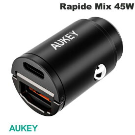 【あす楽】 AUKEY カーチャージャー Rapide Mix QC / PD対応 最大45W USB A / Type-C 各1ポート ブラック # CC-A3S-BK オーキー (カーチャージャー シガーソケット 車載充電器)