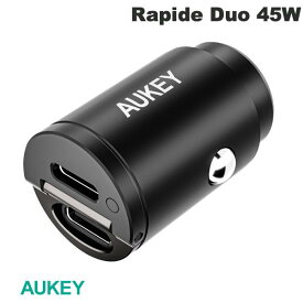 【あす楽】 AUKEY カーチャージャー Rapide Duo QC / PD対応 最大45W USB Type-C 2ポート ブラック # CC-A4S-BK オーキー (カーチャージャー シガーソケット 車載充電器)
