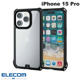 [ネコポス送料無料] エレコム iPhone 15 Pro ZEROSHOCK フレームカラー ブラック # PM-A23CZEROFCBK エレコム (スマホケース・カバー) 保護フィルム付き