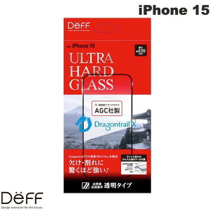 Deff iPhone 15 ULTRA HARD GLASS ���� 0.55mm # DG-IP23MG5DF �f�B�[�t (�X�}�z�p�t���ی�K���X�t�B����) ���[�X�d�x7�ȏ� AGC Dragontrail X �h���S���g���C��