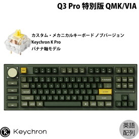 Keychron Q3 Pro 特別版 QMK/VIA オリーブグリーン Mac英語配列 有線 / Bluetooth 5.1 ワイヤレス 両対応 テンキーレス ホットスワップ Keychron K Pro バナナ軸 RGBライト カスタムメカニカルキーボード ノブバージョン # Q3P-W4-US キークロン