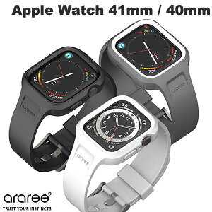 araree Apple Watch 41mm Series 9 / 8 / 7 / 40mm SE 3 / 2 / 1 / Series 6 / 5 / 4 Duple Pro �P�[�X��̌^�o���h �A�����[ �P�[�X ��̌^ �o���h �O���[ �J�o�[�t�� �o���p�[ �R���p�`�u�� �Ռ��z�� ���h�~ ���E�ȒP