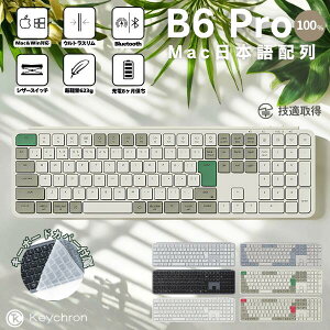 [�J�i�Ȃ��L] Keychron B6 Pro 100% Mac���{��z�� �L�� / Bluetooth 5.2 / 2.4GHz ���C�����X ���Ή� �t���T�C�Y �V�U�[�X�C�b�` �E���g���X���� ���C�����X�L�[�{�[�h �L�[�N���� (�L�[�{�[�h) iPhone iPad �X