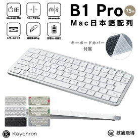 [カナなし有] Keychron B1 Pro 75% Mac日本語配列 有線 / Bluetooth 5.2 / 2.4GHz ワイヤレス 両対応 テンキーレス シザースイッチ ウルトラスリム ワイヤレスキーボード キークロン (キーボード) おしゃれ iPhone iPad キーボードカバー付 人気 おすすめ [B1B6]