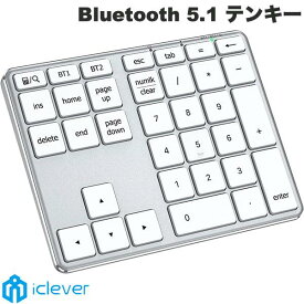 [正規販売店] iClever Bluetooth 5.1 ワイヤレス テンキー IC-KP10 シルバーホワイト # IC-KP10-SW アイクレバー 充電式 Windows iPhone対応 矢印キー 方向キー ファンクションキー 左手デバイス 確定申告