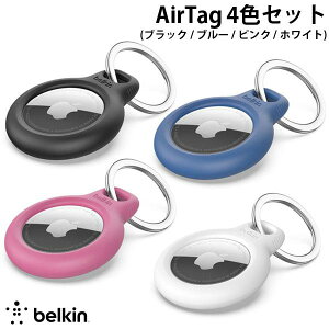 BELKIN AirTag ��2 / 1���� �L�[�����O�t�� �ی�P�[�X 4�F�Z�b�g(�u���b�N / �u���[ / �s���N / �z���C�g) # F8W973btBLK �x���L�� �y�Z�b�g�ł����z �e�F1���� 4�Z�b�g �G�A�^�O �P�[�X �L�[�z���_