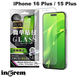 ingrem iPhone 16 Plus / 15 Plus / 15 Pro Max h KXtB ˖h~ ȒP\t ʕی dx10H 0.33mm # IN-P48F/BSHG CO (X}zptیKXtB)