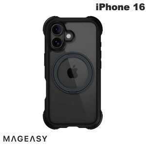 MagEasy iPhone 16 Odyssey Stand M MagSafe�Ή� �X�^���h�t�� �ϏՌ��P�[�X Leather Black # ME_IPNCSPTOS_LB �}�O�C�[�W�[ (�X�}�z�P�[�X�E�J�o�[)