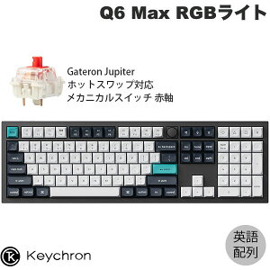Keychron Q6 Max QMK/VIA カーボンブラック Mac英語配列 有線 / Bluetooth 5.1 / 2.4GHz ワイヤレス 両対応 フルサイズ ホットスワップ Gateron Jupiter RGB 赤軸 RGBライト カスタムメカニカルキーボード ノブバー