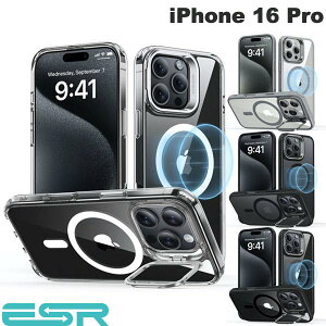 iPhone16Pro �P�[�X �N���A�P�[�X ���� �ϏՌ� ESR iPhone 16 Pro Classic Hybrid Case with Stash Stand HaloLock MagSafe�Ή� (�X�}�z�P�[�X�E�J�o�[) �N���V�b�N �y�������K�i�z