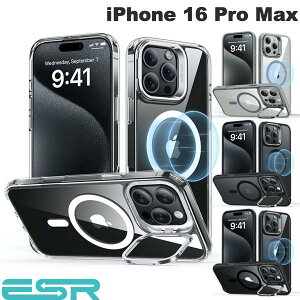 iPhone16ProMax �P�[�X �N���A�P�[�X ���� �ϏՌ� ESR iPhone 16 Pro Max Classic Hybrid Case with Stash Stand HaloLock MagSafe�Ή� (�X�}�z�P�[�X�E�J�o�[) �N���V�b�N �y�������K�i�z