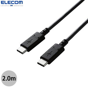 ELECOM �G���R�� USB 2.0 Type-C �P�[�u�� �F�ؕi PD�Ή� 2.0m �u���b�N # U2C-CC20NBK2 �G���R�� (USB C - USB C �P�[�u��) iPhone