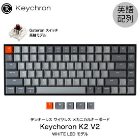 Keychron K2 V2 Mac英語配列 有線 / Bluetooth 5.1 ワイヤレス 両対応 テンキーレス Gateron 茶軸 84キー WHITE LEDライト メカニカルキーボード # K2/V2-84-WHT-Brown-US キークロン (Bluetoothキーボード)