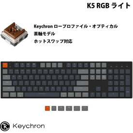 ［楽天ランキング1位獲得］ Keychron K5 Mac英語配列 有線 / Bluetooth 5.1 ワイヤレス 両対応 テンキー付き ロープロファイル オプティカル ホットスワップ Keychron 茶軸 104キー RGBライト メカニカル キーボード # K5-E3-US キークロン kws23