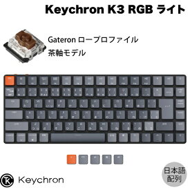 Keychron K3 V2 Mac日本語配列 有線 / Bluetooth 5.1 ワイヤレス 両対応 テンキーレス ロープロファイル Gateron 茶軸 87キー RGBライト メカニカルキーボード # K3-B3-JIS キークロン (Bluetoothキーボード) US配列