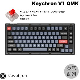 Keychron V1 QMK フロステッドブラック(半透明) Mac英語配列 有線 テンキーレス ホットスワップ Keychron K Pro 赤軸 81キー RGBライト カスタムメカニカルキーボード ノブバージョン # V1-C1-US キークロン (キーボード) US配列 kws23