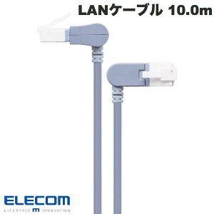 ELECOM �G���R�� LAN�P�[�u�� CAT6A���� �ܐ܂�h�~ �c�X�C���O���R�l�N�^ ���X�C���O���R�l�N�^ 10.0m �u���[ �G���R�� ���� 90�x��] �p�x���� �X�C���O�R�l�N�^�[