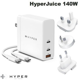 【あす楽】 HYPER++ HyperJuice 140W 電源アダプタ USB Type-C PD 3.1対応 / USB A QC 3.0 USB Type-C to Cケーブル 2.0m 付属 # HP-HJG140WW ハイパー (USB-C電源アダプタ) 海外旅行 EU / UK / AU