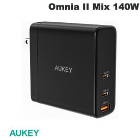 【マラソン★500円OFFクーポン対象】 AUKEY USB充電器 Omnia II Mix 140W PD対応 USB A 1ポート / USB Type-C 2ポート ブラック # PA-B8-BK オーキー (電源アダプタ・USB)