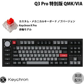 Keychron Q3 Pro 特別版 QMK/VIA カーボンブラック Mac英語配列 有線 / Bluetooth 5.1 ワイヤレス 両対応 テンキーレス ホットスワップ Keychron K Pro 赤軸 RGBライト カスタムメカニカルキーボード ノブバージョン # Q3P-M1-US キークロン